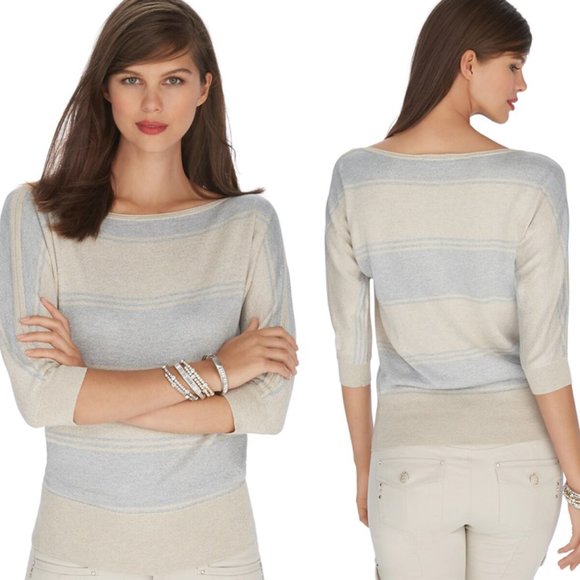 SOLD |WHBM | Dolman Bateau Stripe Pullover - Picture 2 of 8